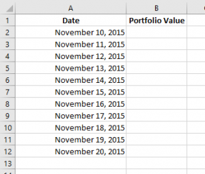 excel portfolio value