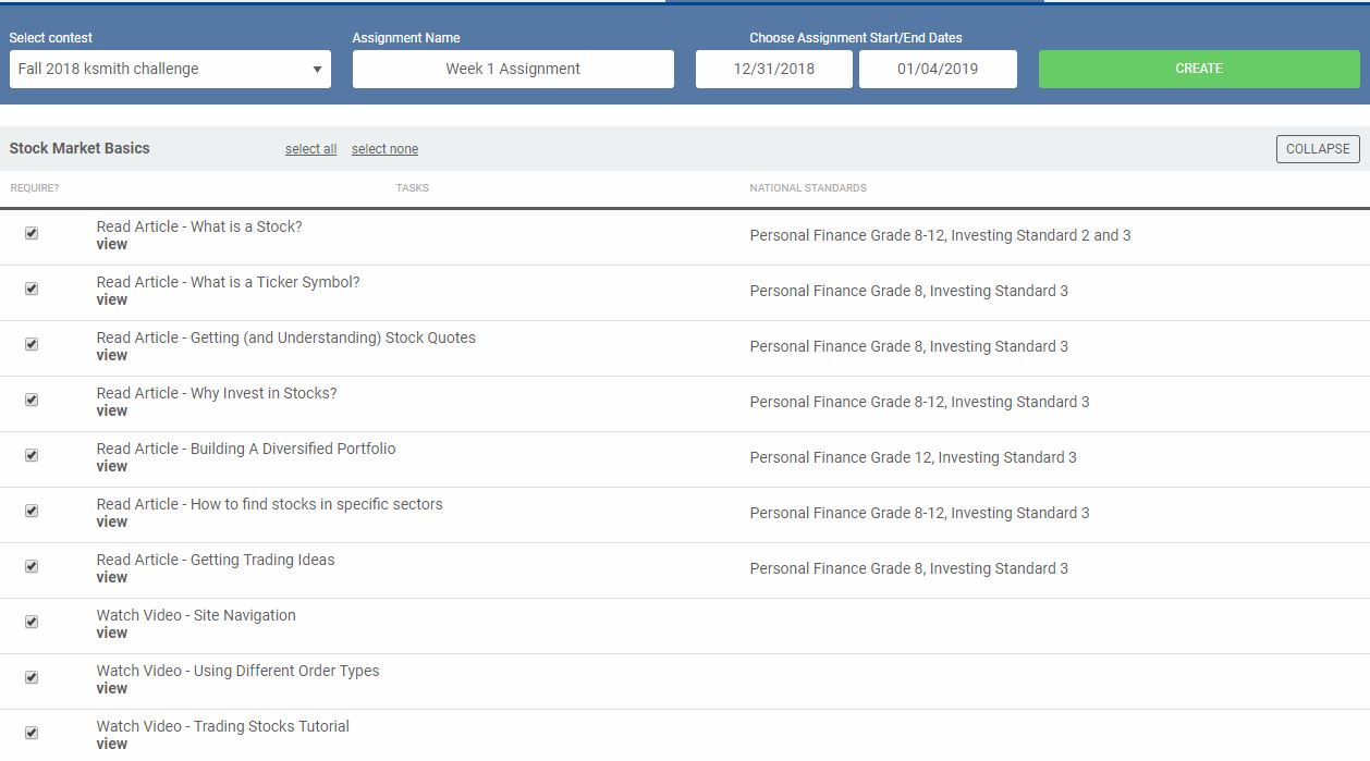 assignment on stock market